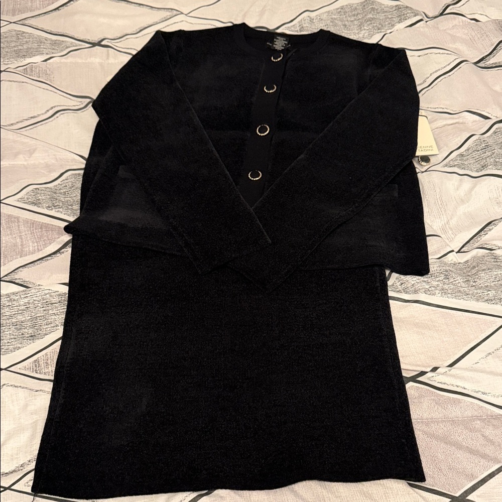 Adrienne Vittadini Men's Black Cardigan Sweater